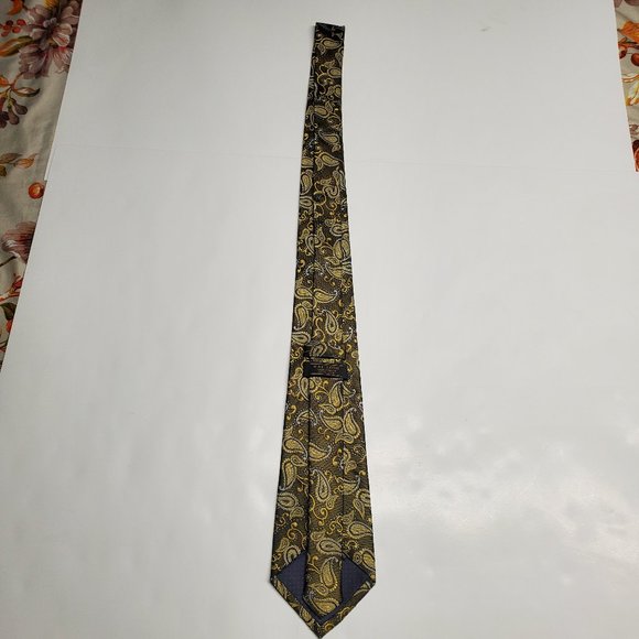 Kai Long Black & Gold Tie - Made by hand Silk 100% - Picture 4 of 7